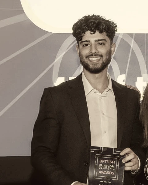 Moid Dar, the founder of Sentry, photographed at the British Data Awards.